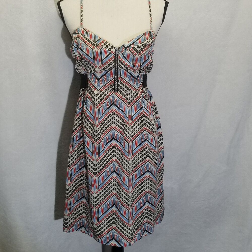 BILLABONG Large Dress Tribal Aztec Print Short Strappy Beach Western Southwest
